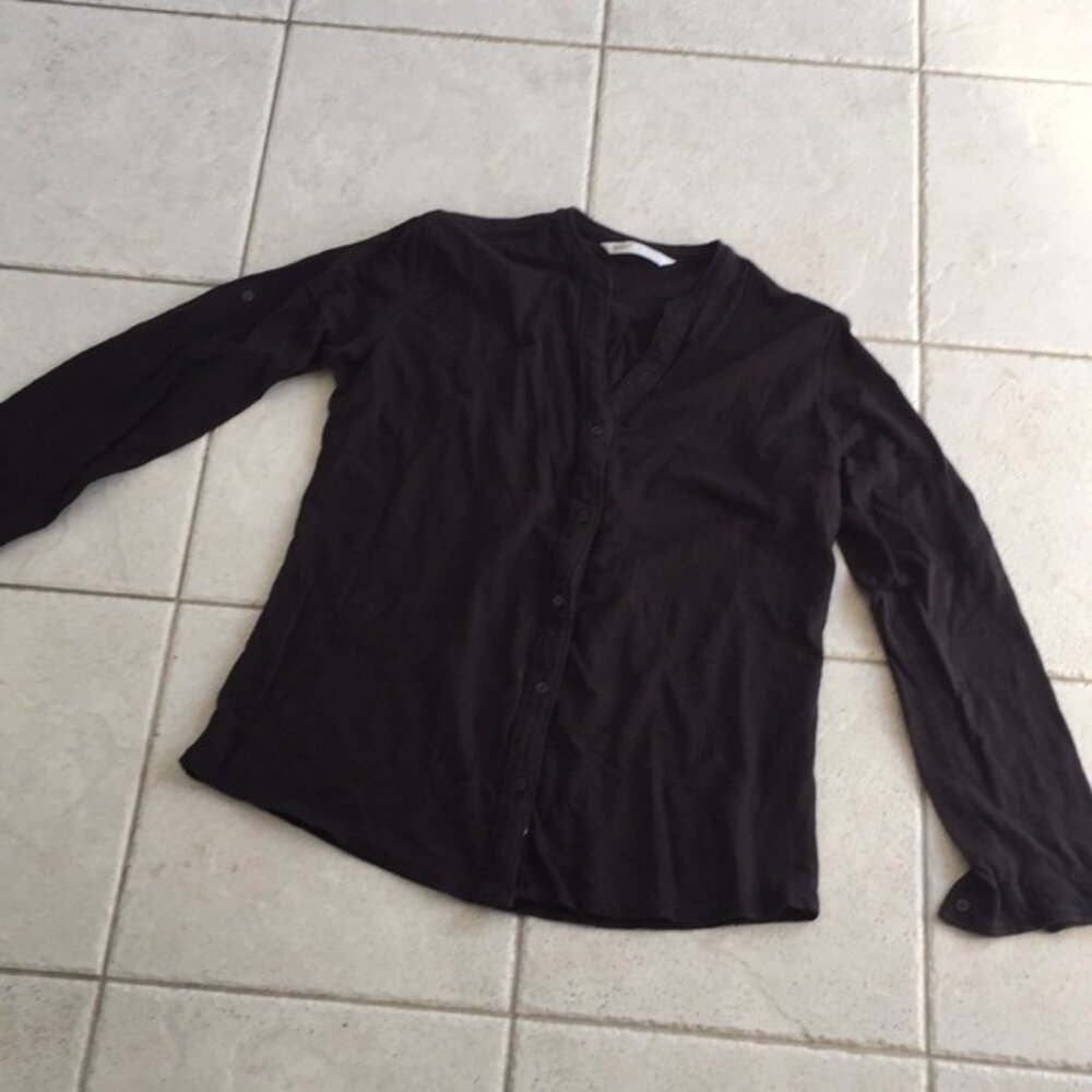 WOOLRICH black cardigan blouse cotton S